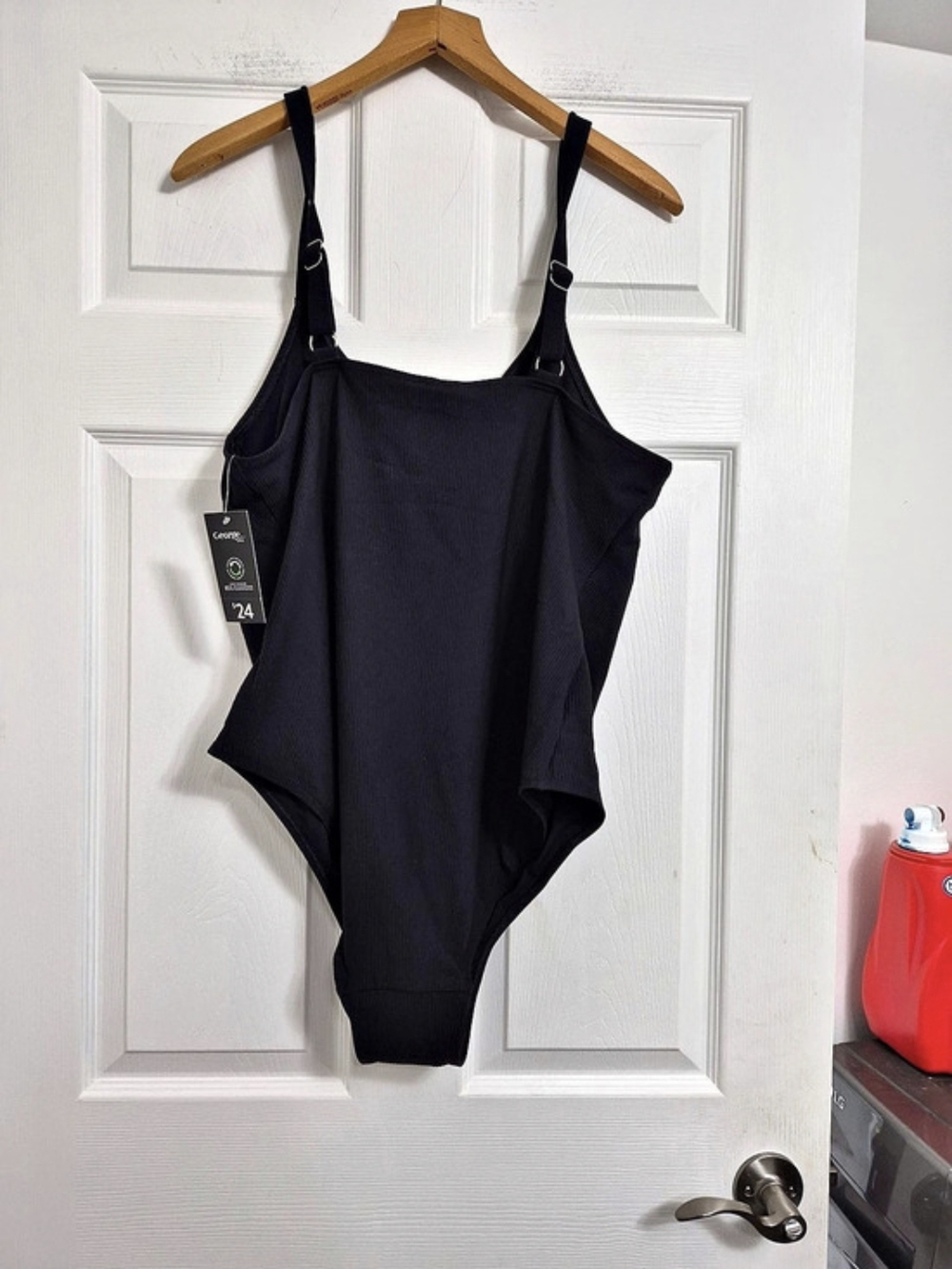 George plus One Piece Swimsuit Ribbed One Piece in Black 3X NWT